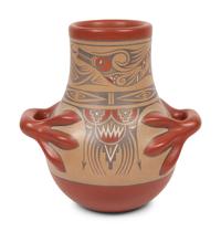 Polychrome Handled Pottery Vase