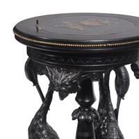 A Rare Aesthetic Movement Carved and Ebonized Wood Plant Stand