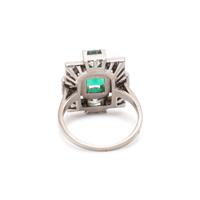 ART DECO, EMERALD AND DIAMOND RING