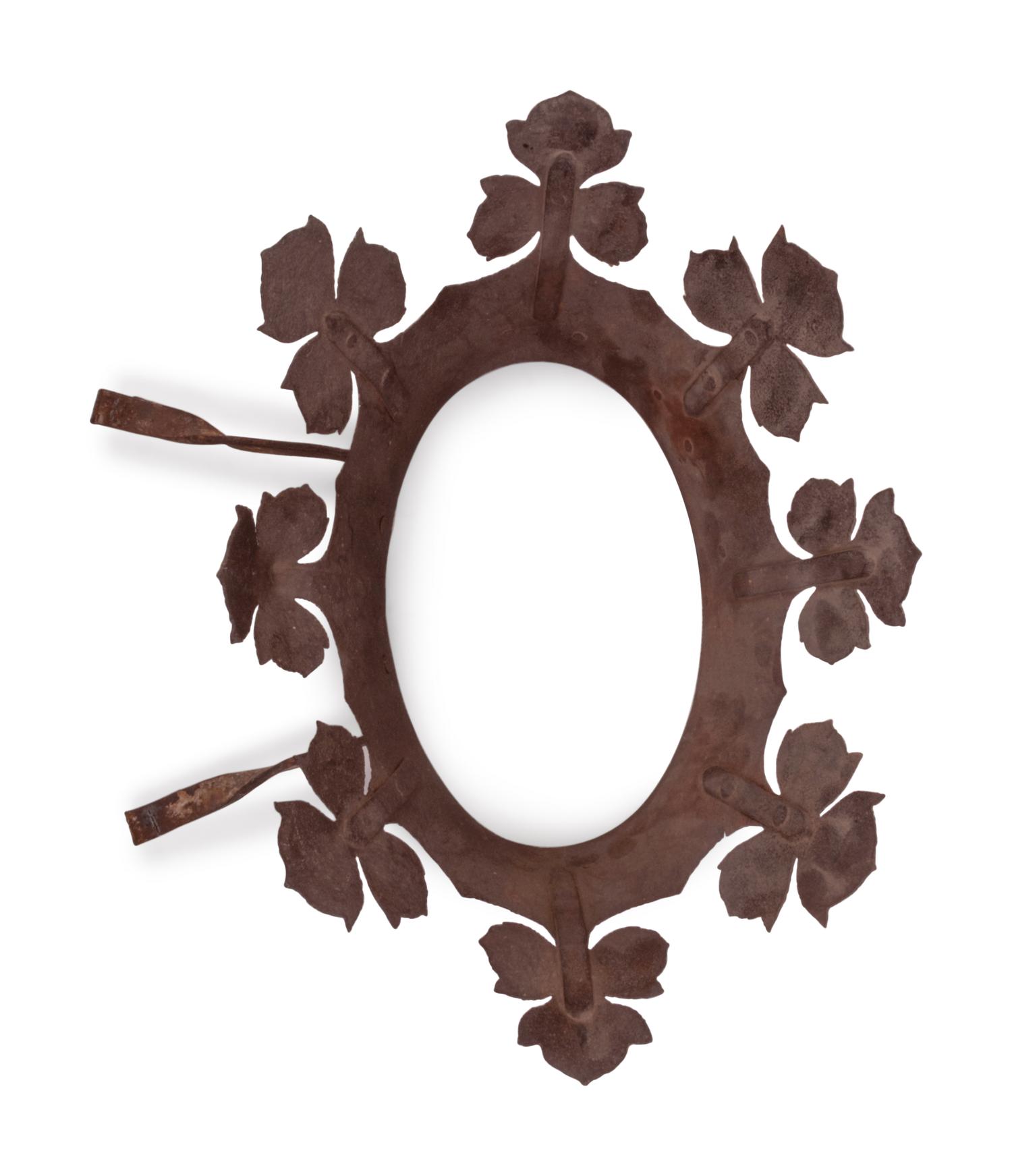 A Cast and Wrought Iron Crown-Form Wall Ornament
