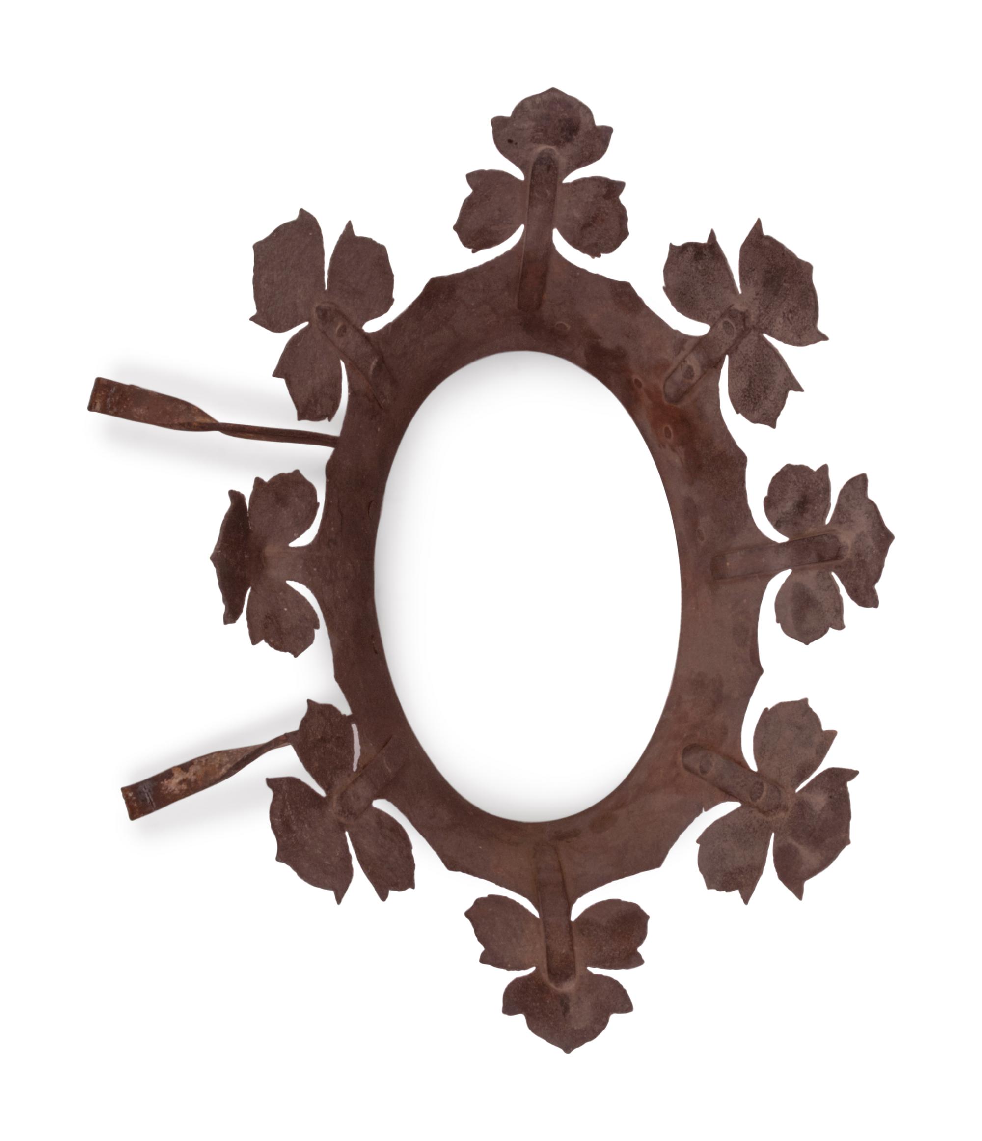 A Cast and Wrought Iron Crown-Form Wall Ornament