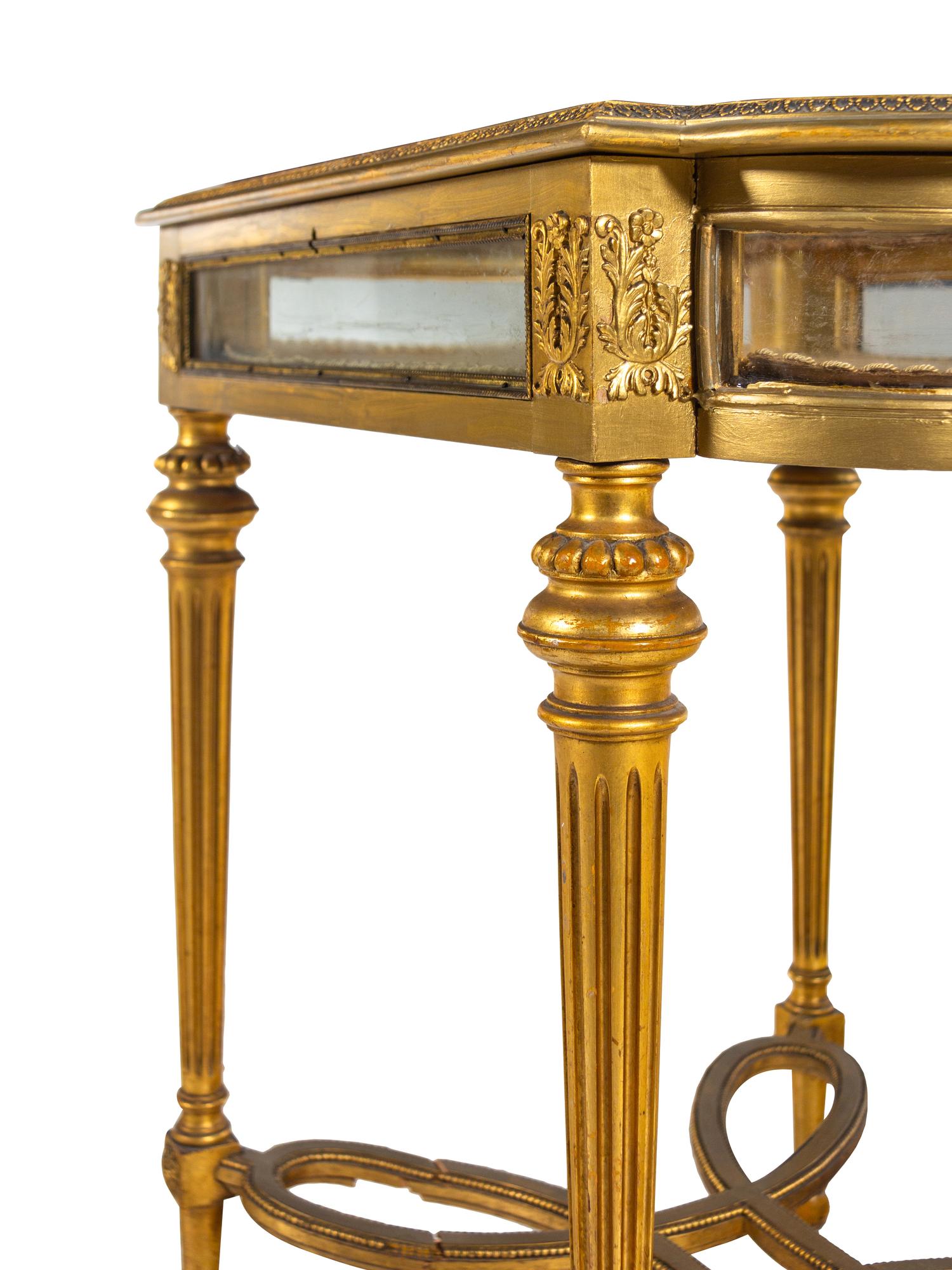 A Louis XVI Style Giltwood Vitrine Table