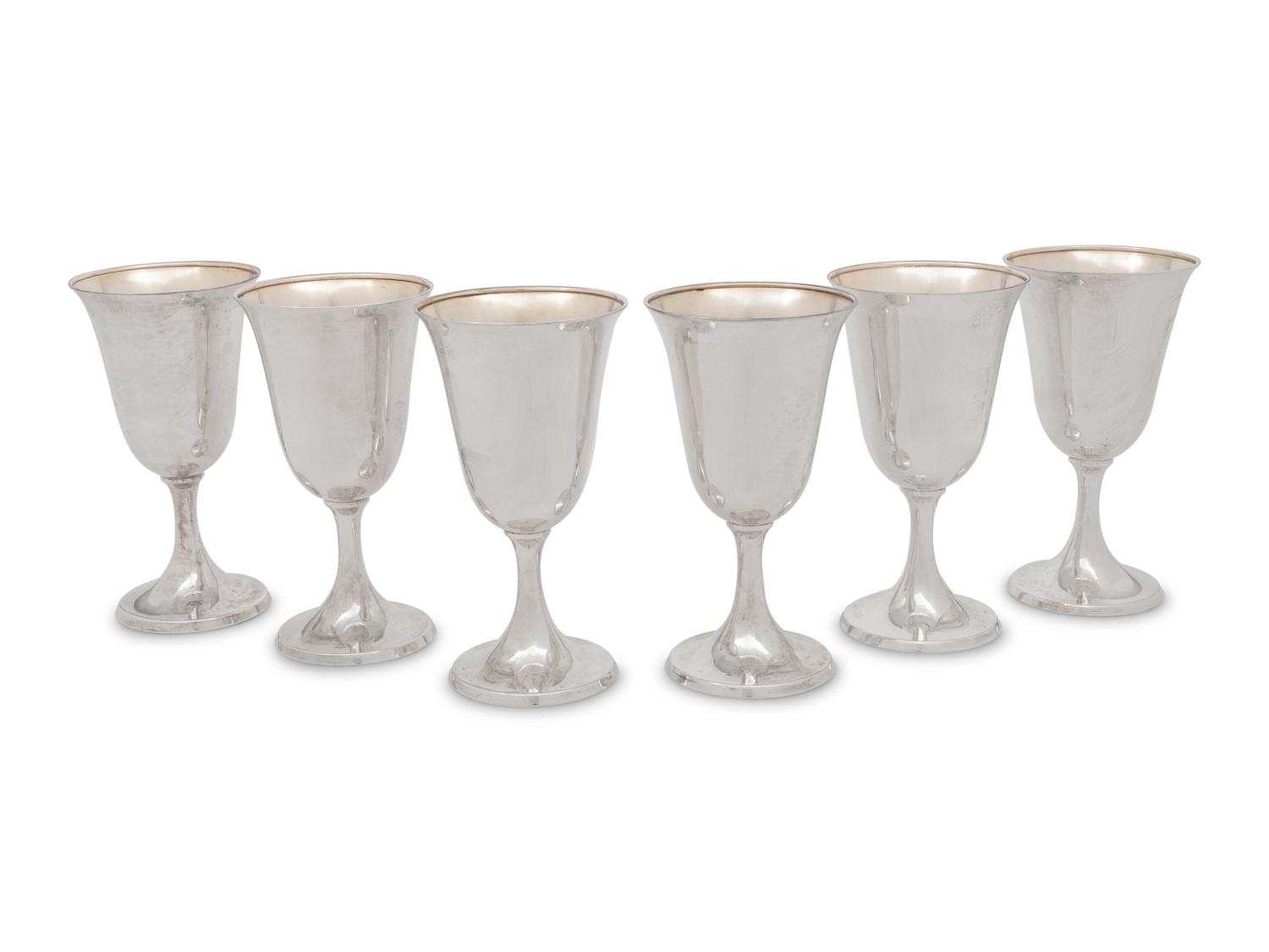 A Set of Six American Silver Goblets