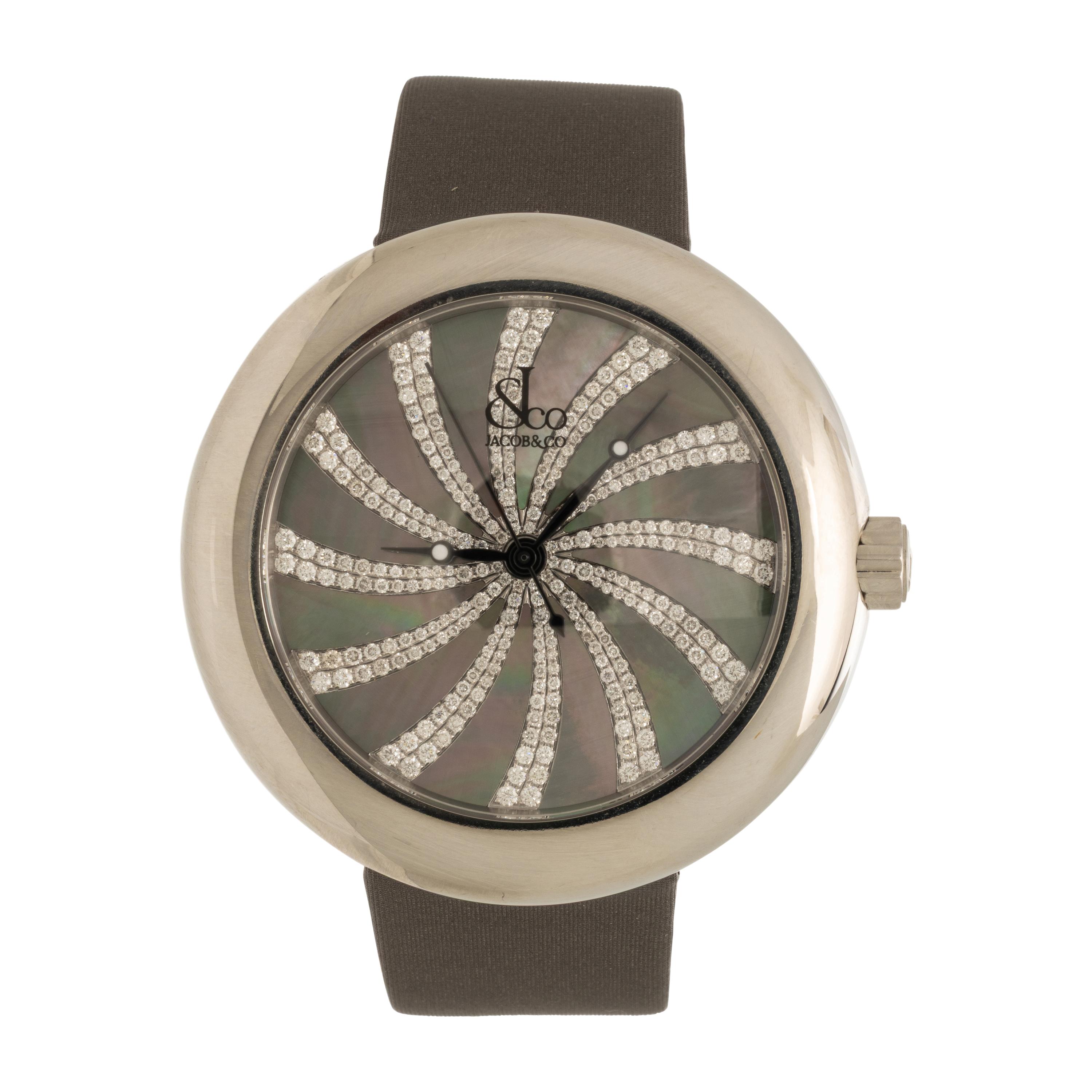 Jacob & Co., Stainless Steel 'Crystal' Watch with Diamond and Mother-of-Pearl Dial