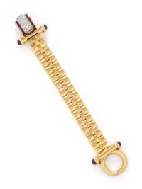 VAN DELL, YELLOW GOLD, DIAMOND, AND RUBY BRACELET