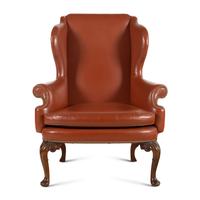 A George II Style Leather-Upholstered Wingback Chair