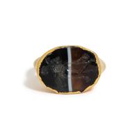 A Roman Gold and Banded Agate Finger Ring with the Goddess Diana