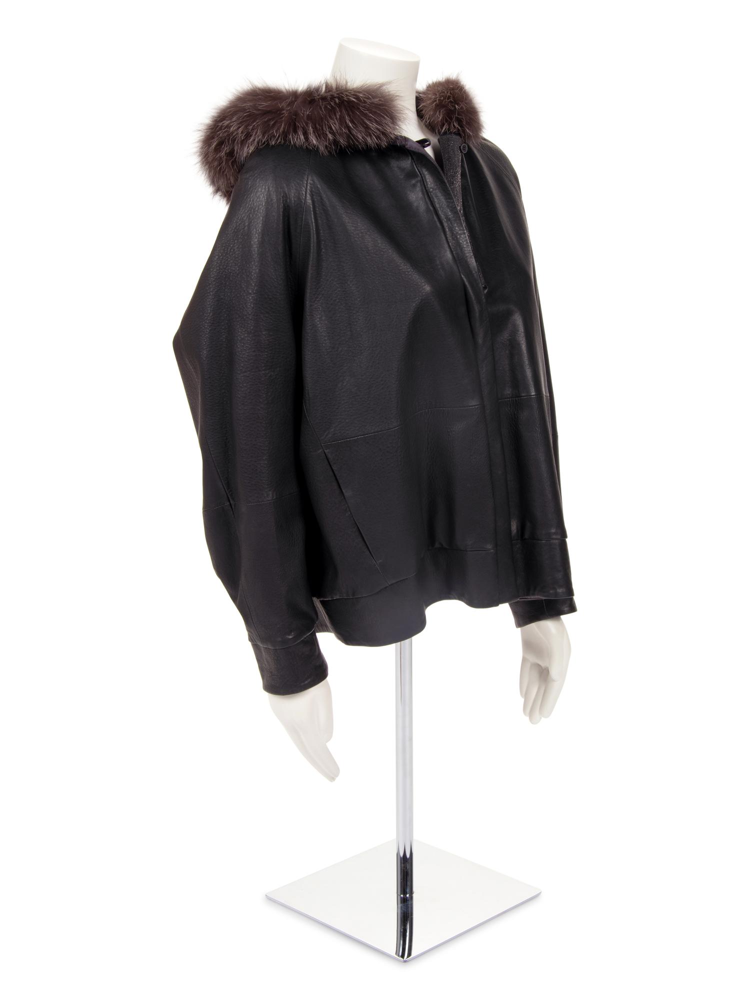 Brunello Cucinelli Fur Trimmed Leather Jacket