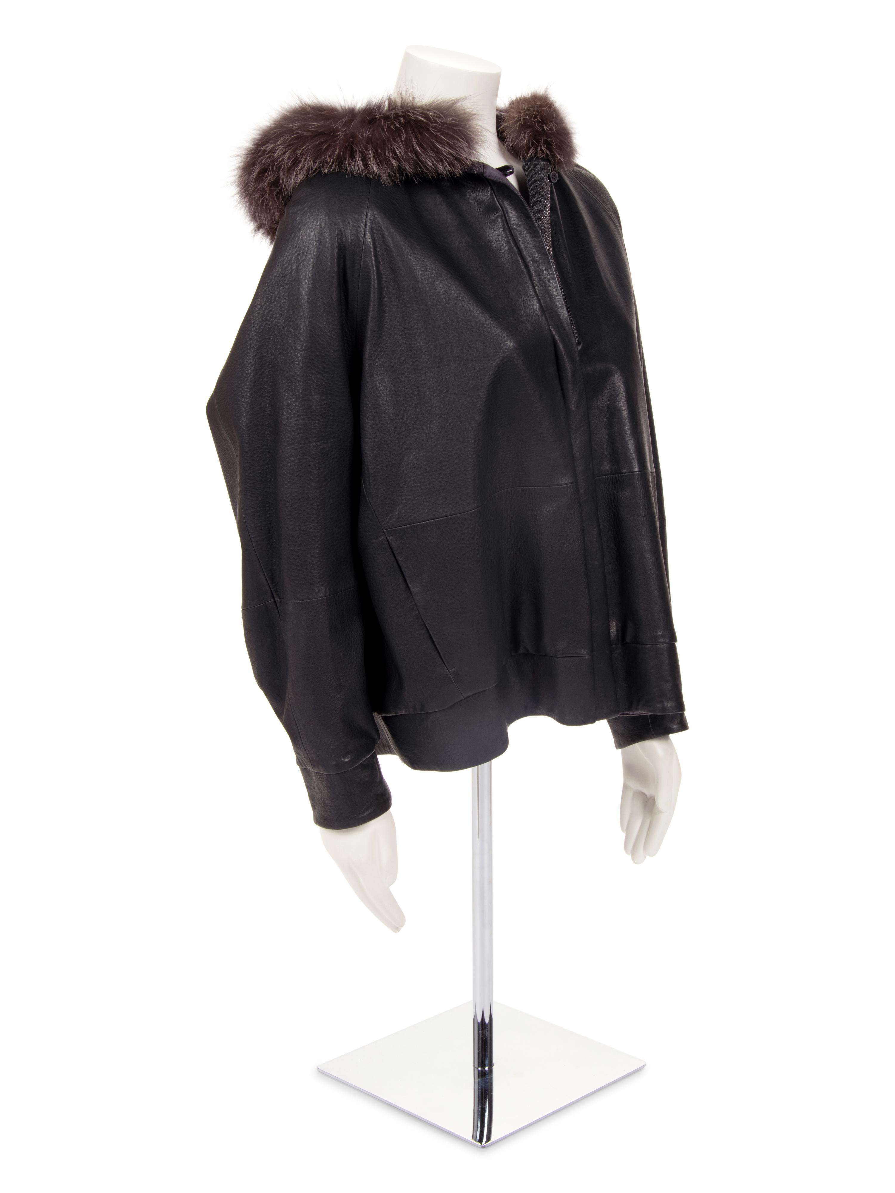 Brunello Cucinelli Fur Trimmed Leather Jacket