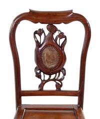 Two Chinese Export Stone Inset Rosewood Chairs