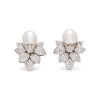 SOUTH SEA CULTURED PEARL AND DIAMOND CLIP EARRINGS