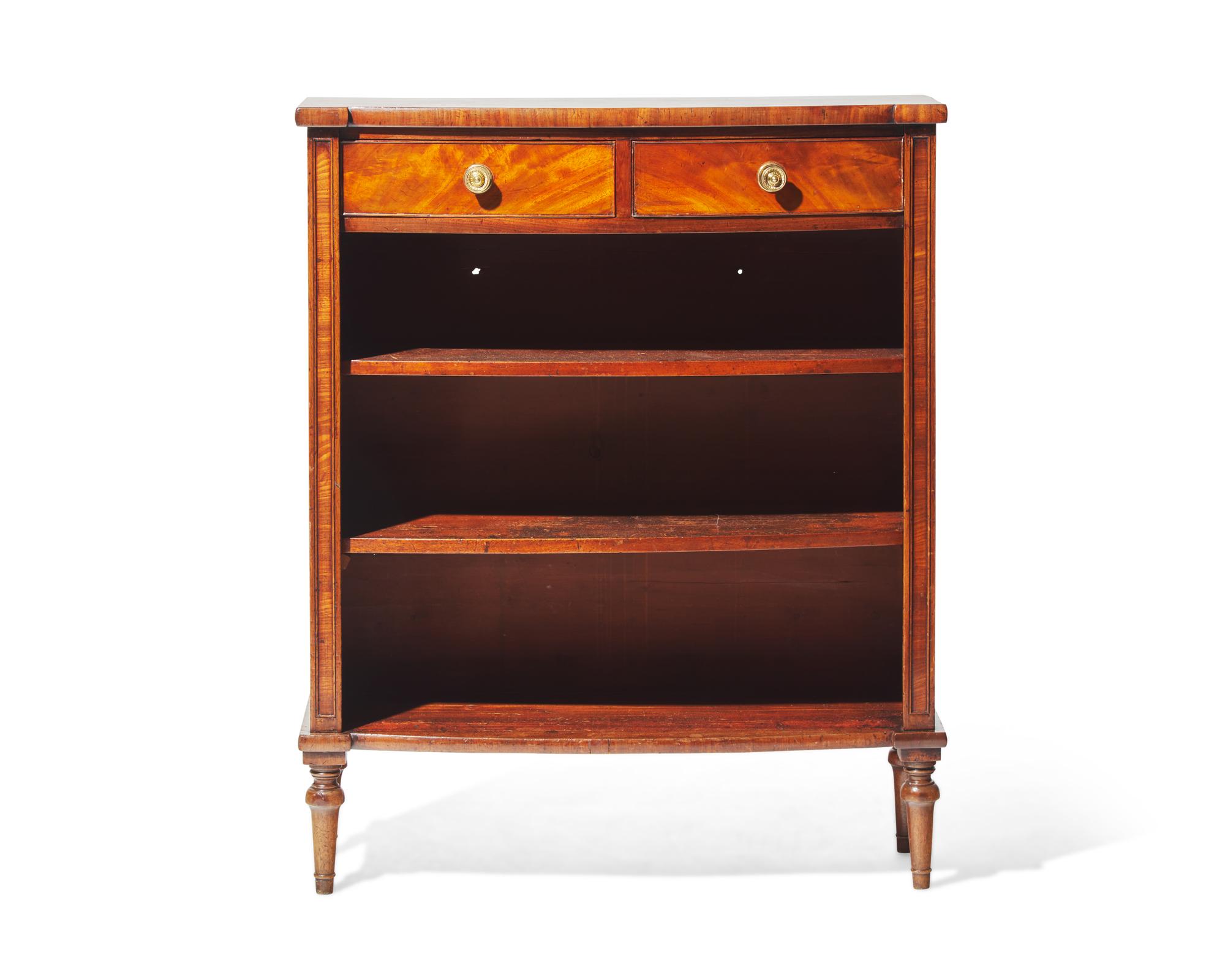 A small George III bowfront mahogany bookcase, circa 1800