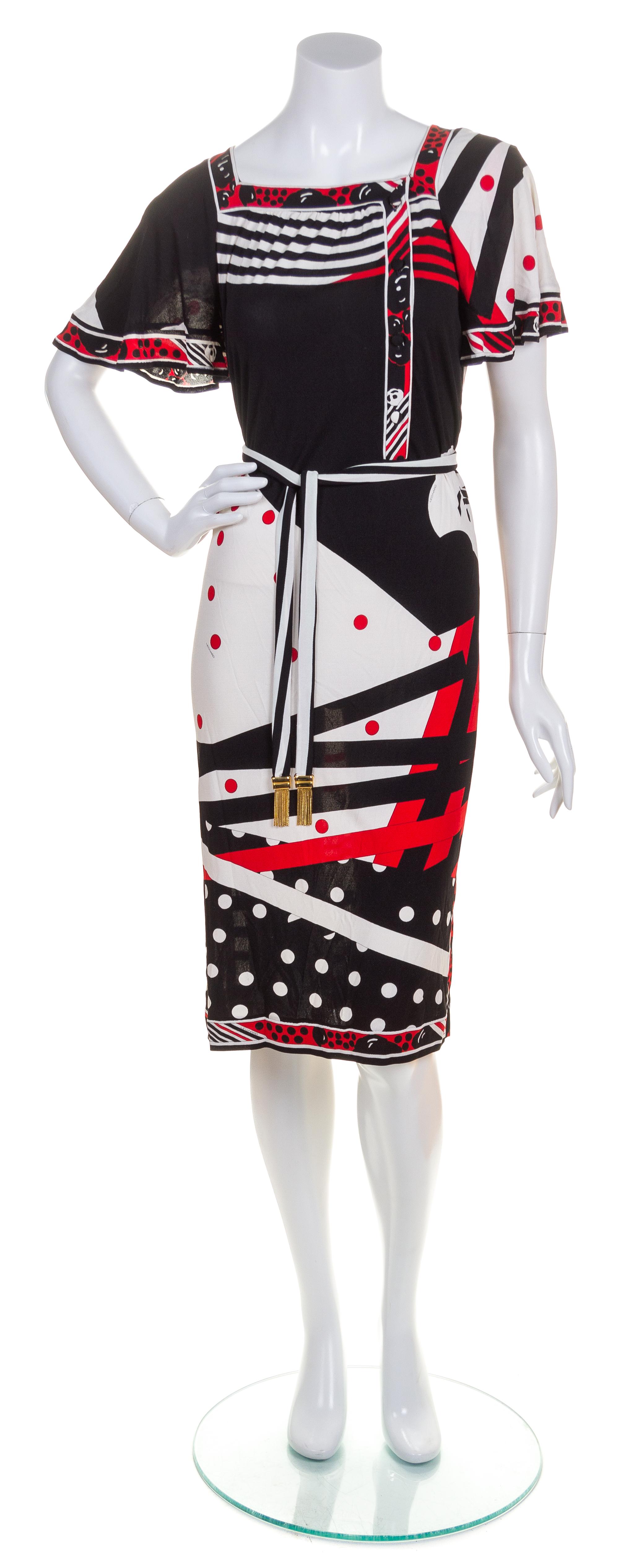 A Leonard Black, Red and White Dress,