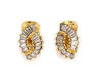 A Pair of Christian Dior Goldtone Earclips, .75" x .5".