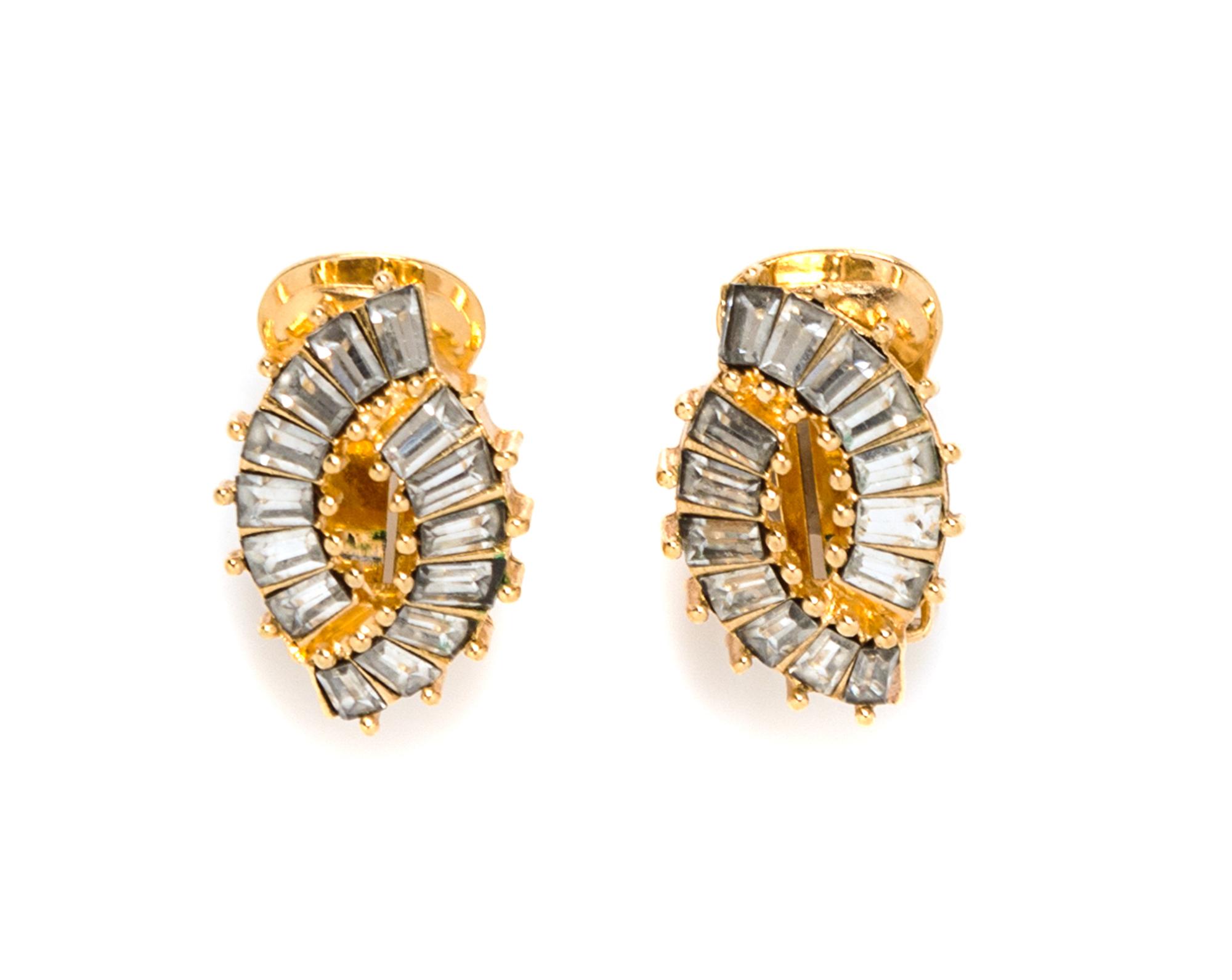 A Pair of Christian Dior Goldtone Earclips, .75" x .5".