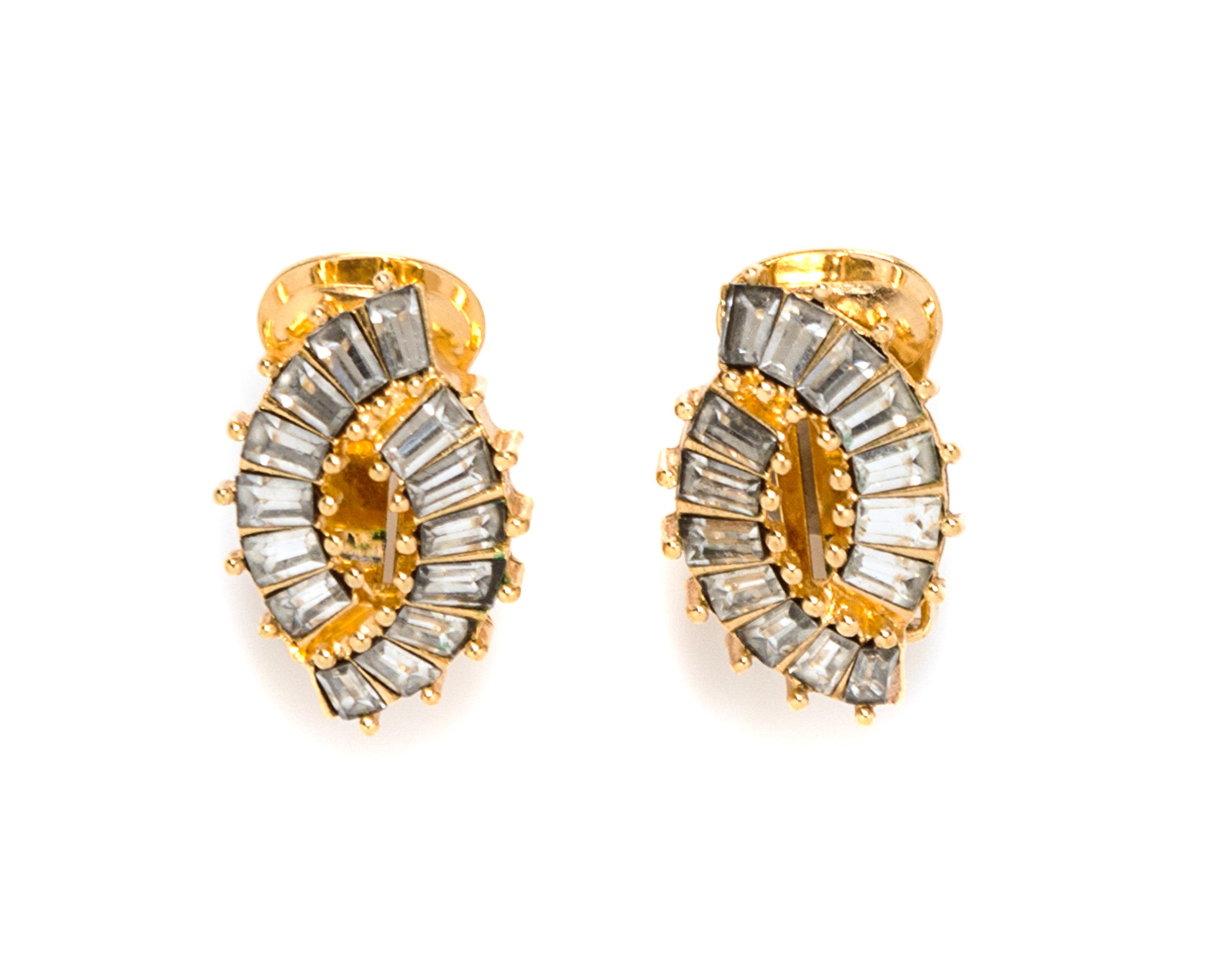 A Pair of Christian Dior Goldtone Earclips, .75" x .5".