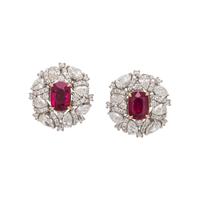 BURMESE RUBY AND DIAMOND EARRINGS