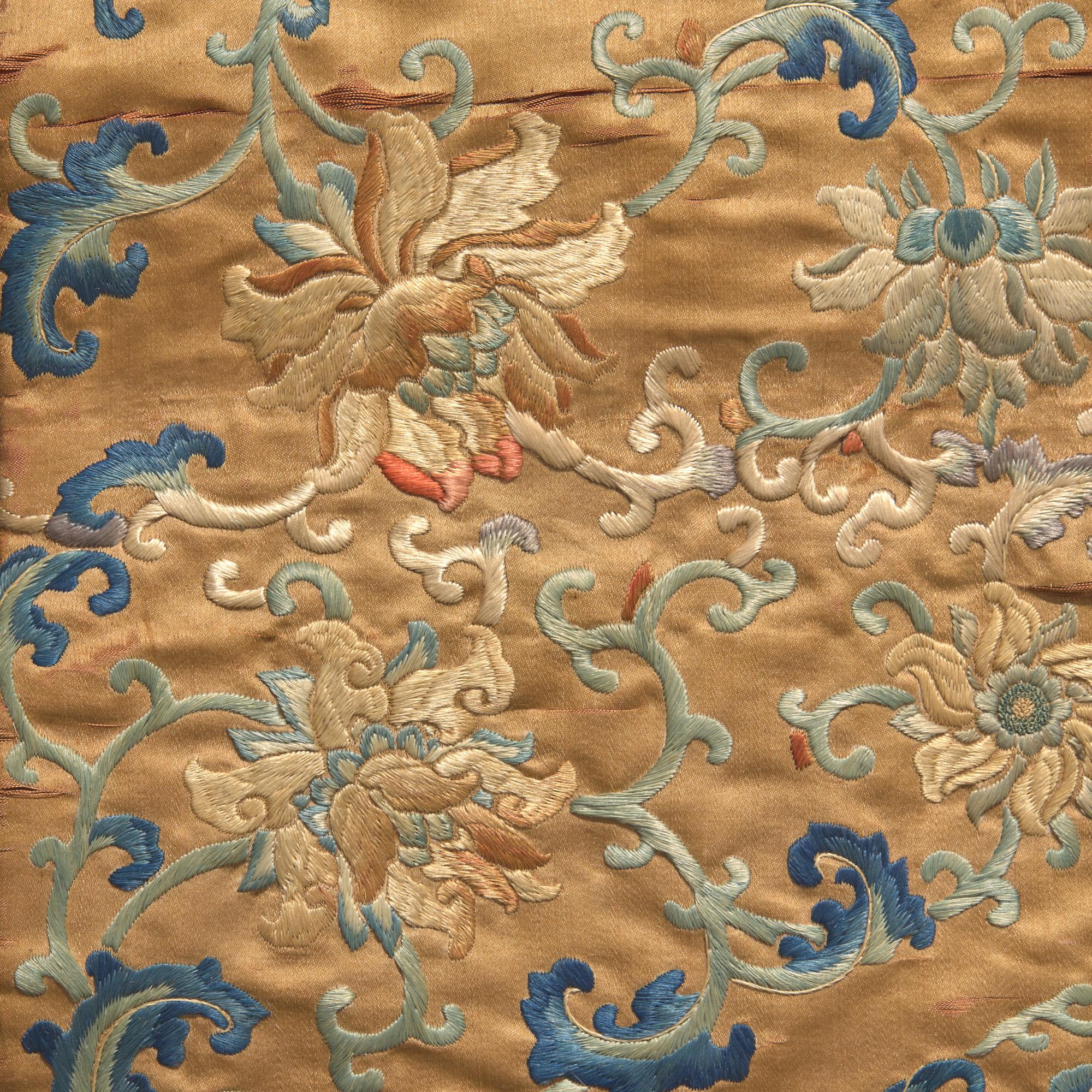 A Chinese Embroidered Silk Coverlet, Qing Dynasty, 18th/Early 19th Century 清中期 龍紋緞子織錦