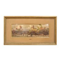 An Oil Painting of Figures in a Landscape, Cargnel 21.5" W x 1.5" D x 12" H — Italy, early 20th Century