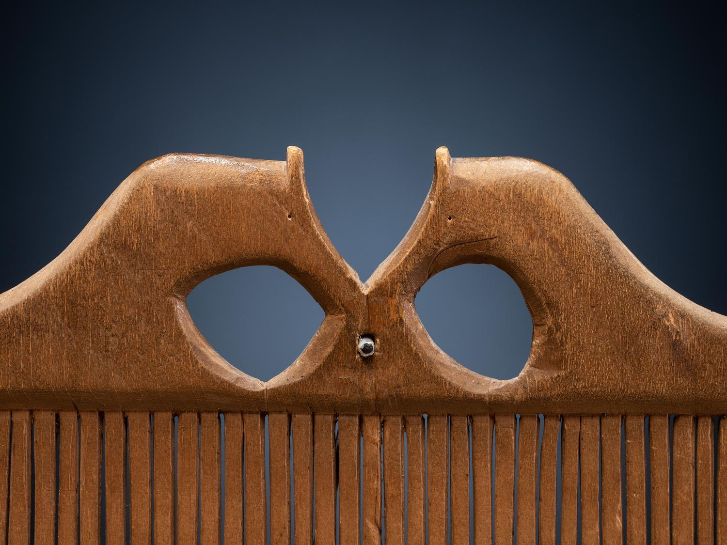 Meskwaki Wood Heddle, with Horses