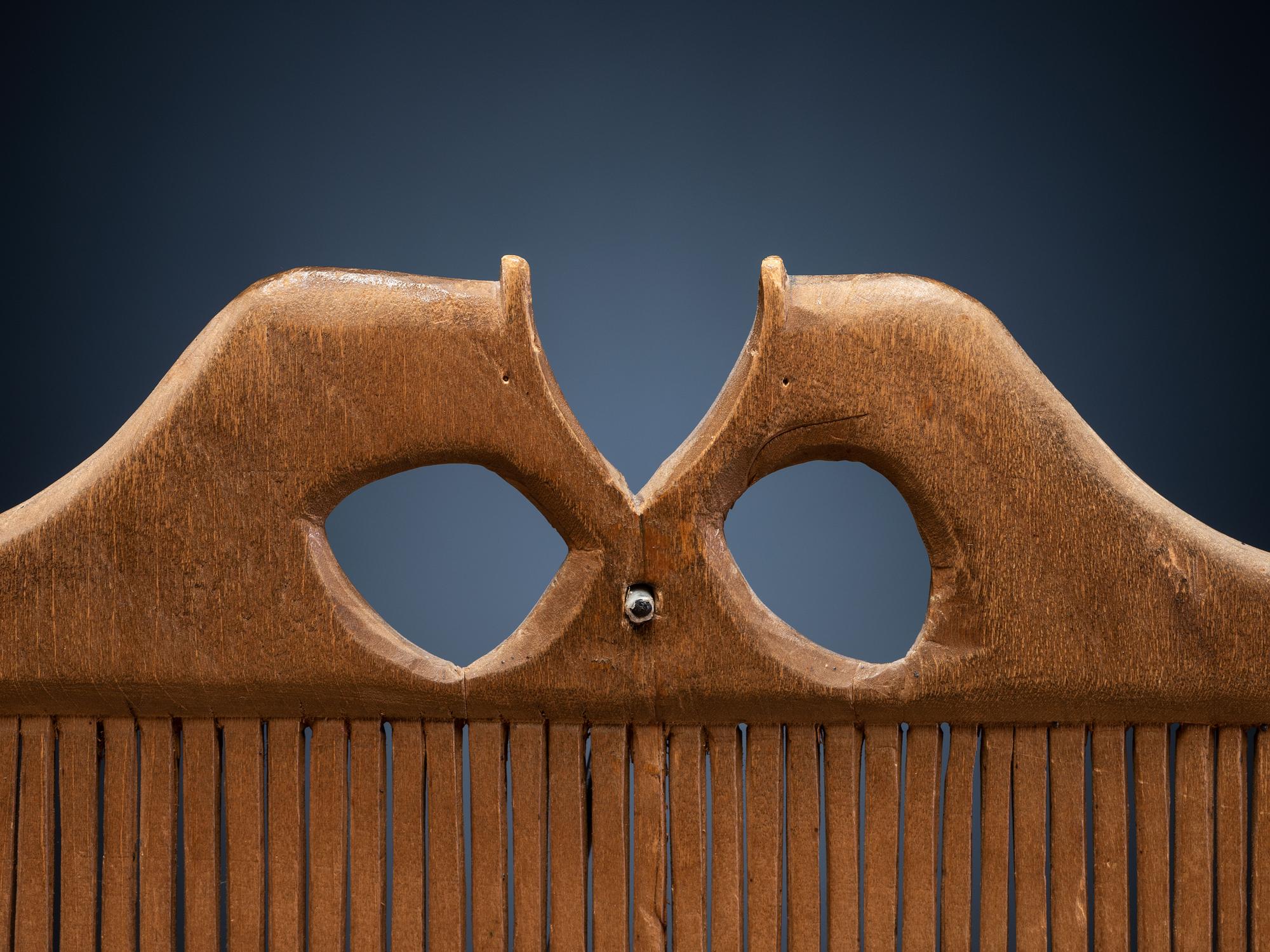 Meskwaki Wood Heddle, with Horses