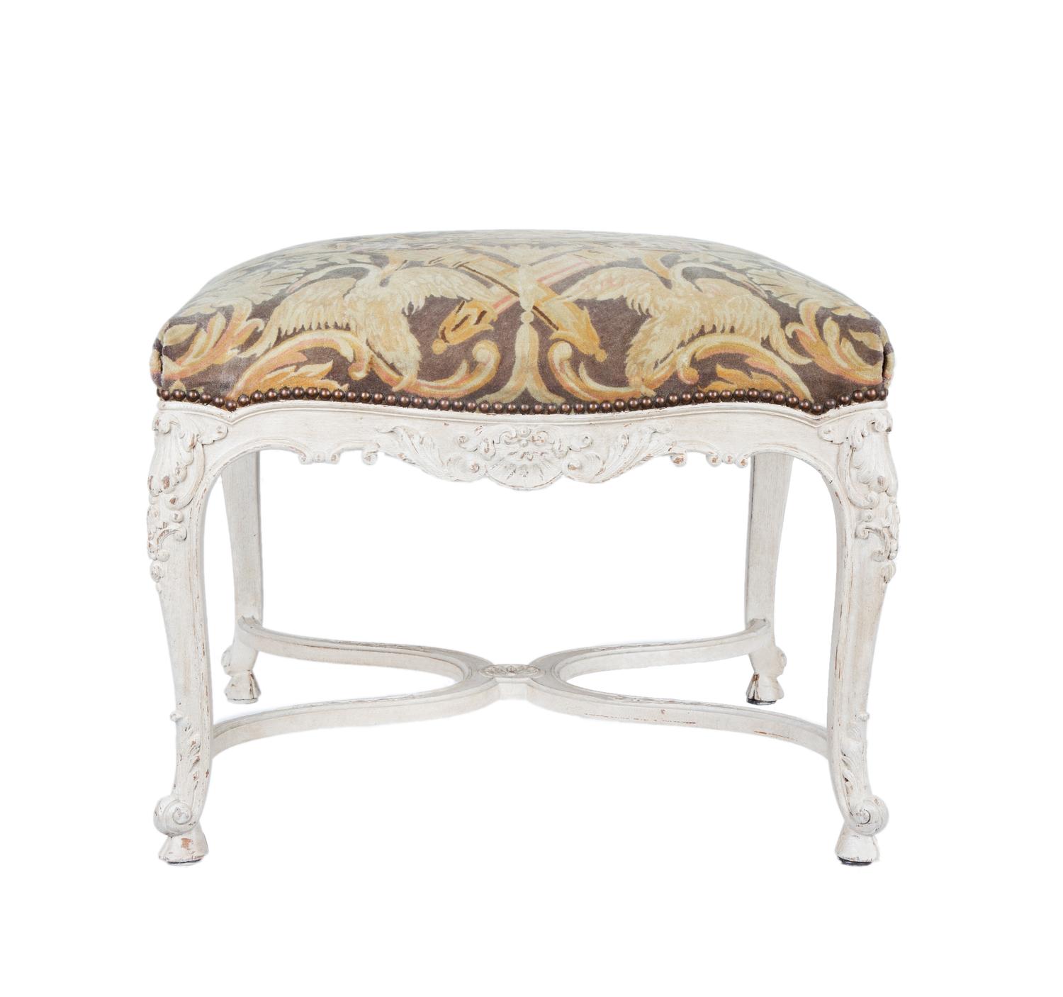 A Régence Style White-Painted Tabouret