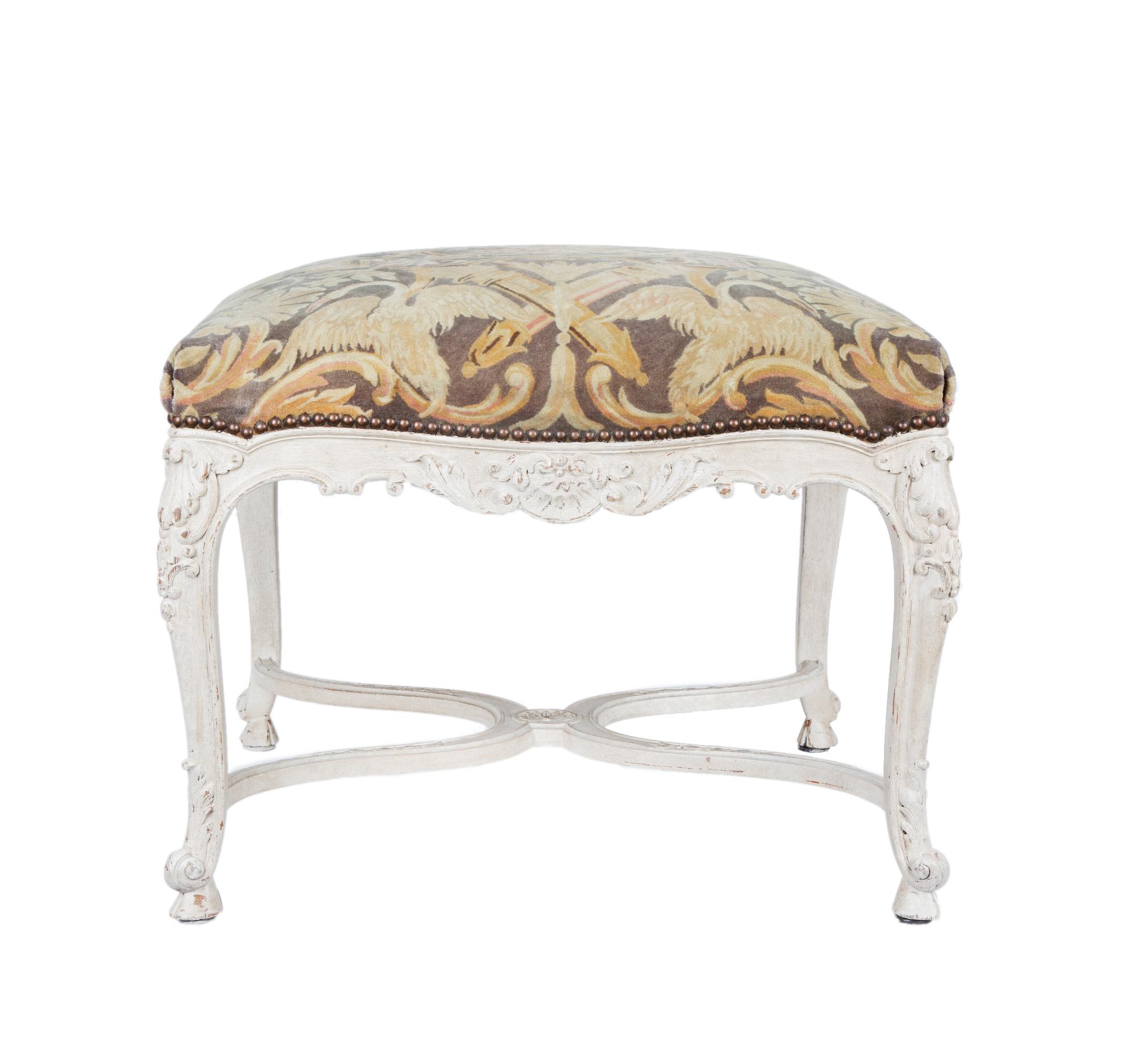 A Régence Style White-Painted Tabouret