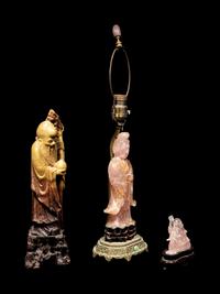 Five Chinese Carved Hardstone Figures of Immortals