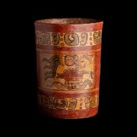 A Maya Polychrome Cylinder Vessel