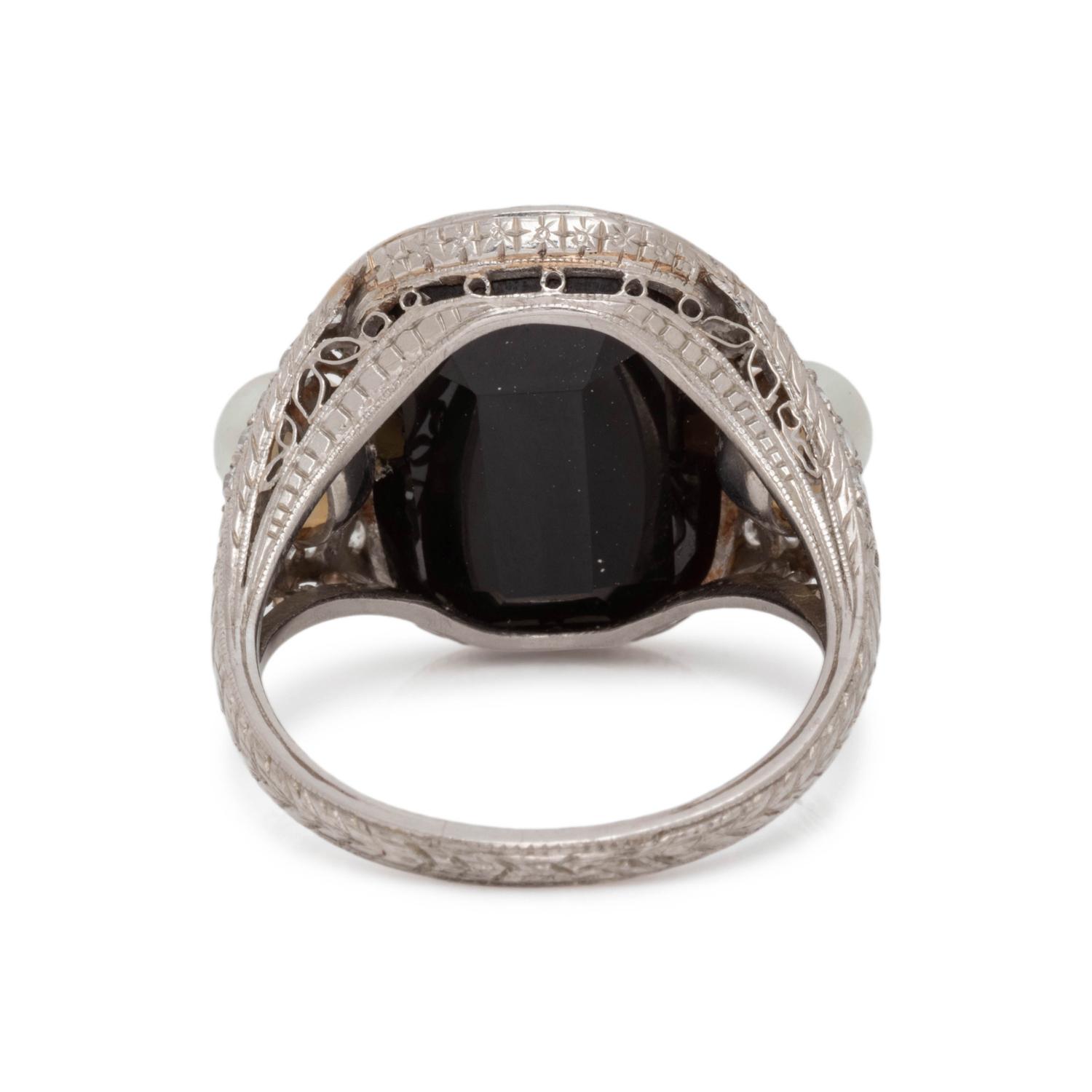 ART DECO, SARD, PEARL AND DIAMOND RING