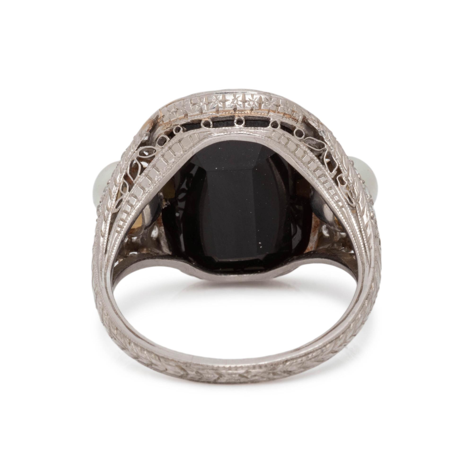 ART DECO, SARD, PEARL AND DIAMOND RING
