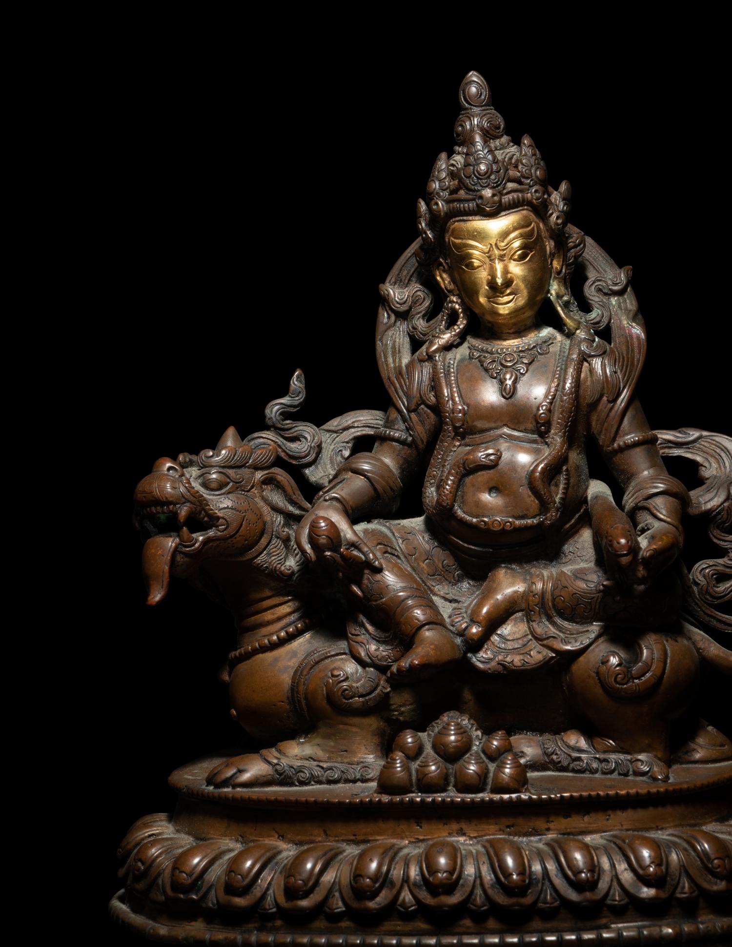 A Sino-Tibetan Gilt Bronze Figure of a Bodhisattva Vaishranava