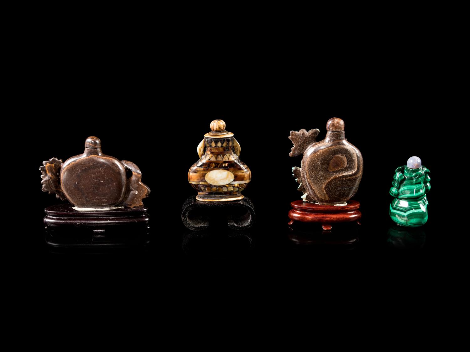Four Chinese Hardstone Snuff Bottles