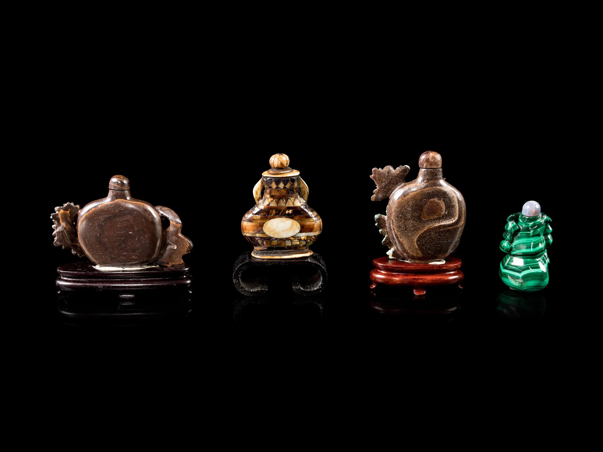 Four Chinese Hardstone Snuff Bottles