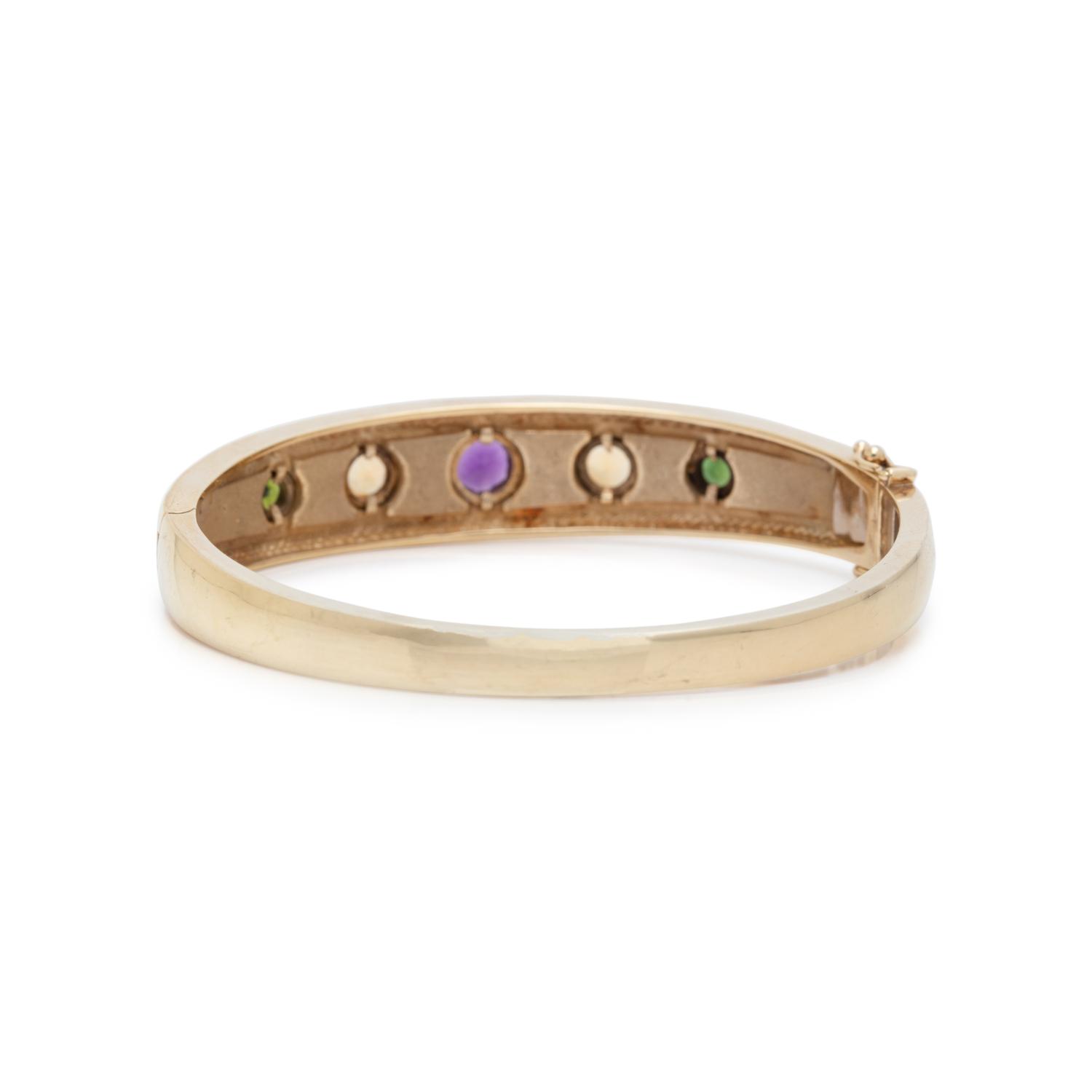 YELLOW GOLD AND MULTIGEM BANGLE BRACELET