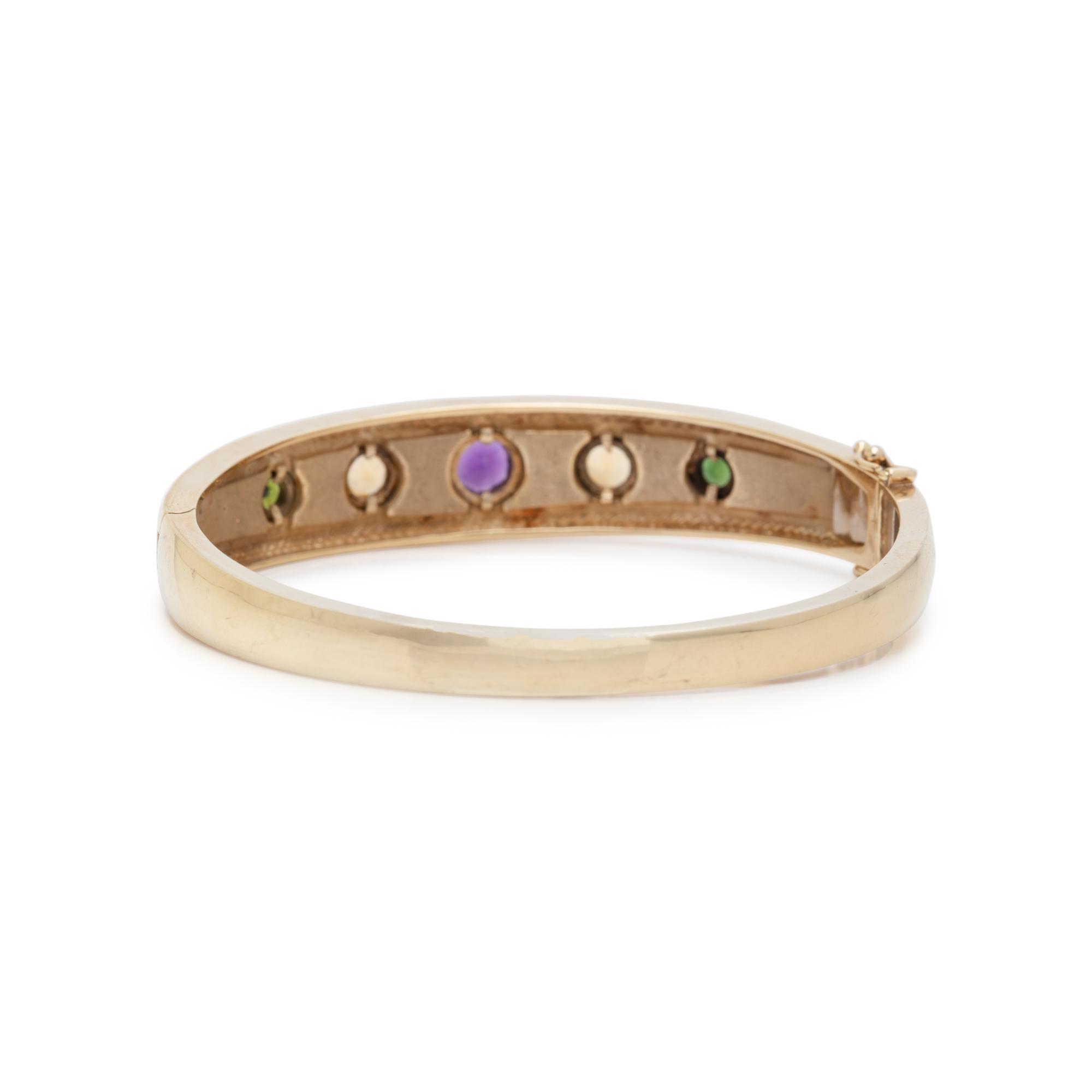 YELLOW GOLD AND MULTIGEM BANGLE BRACELET