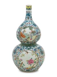 A Chinese Doucai Porcelain Double-Gourd Vase