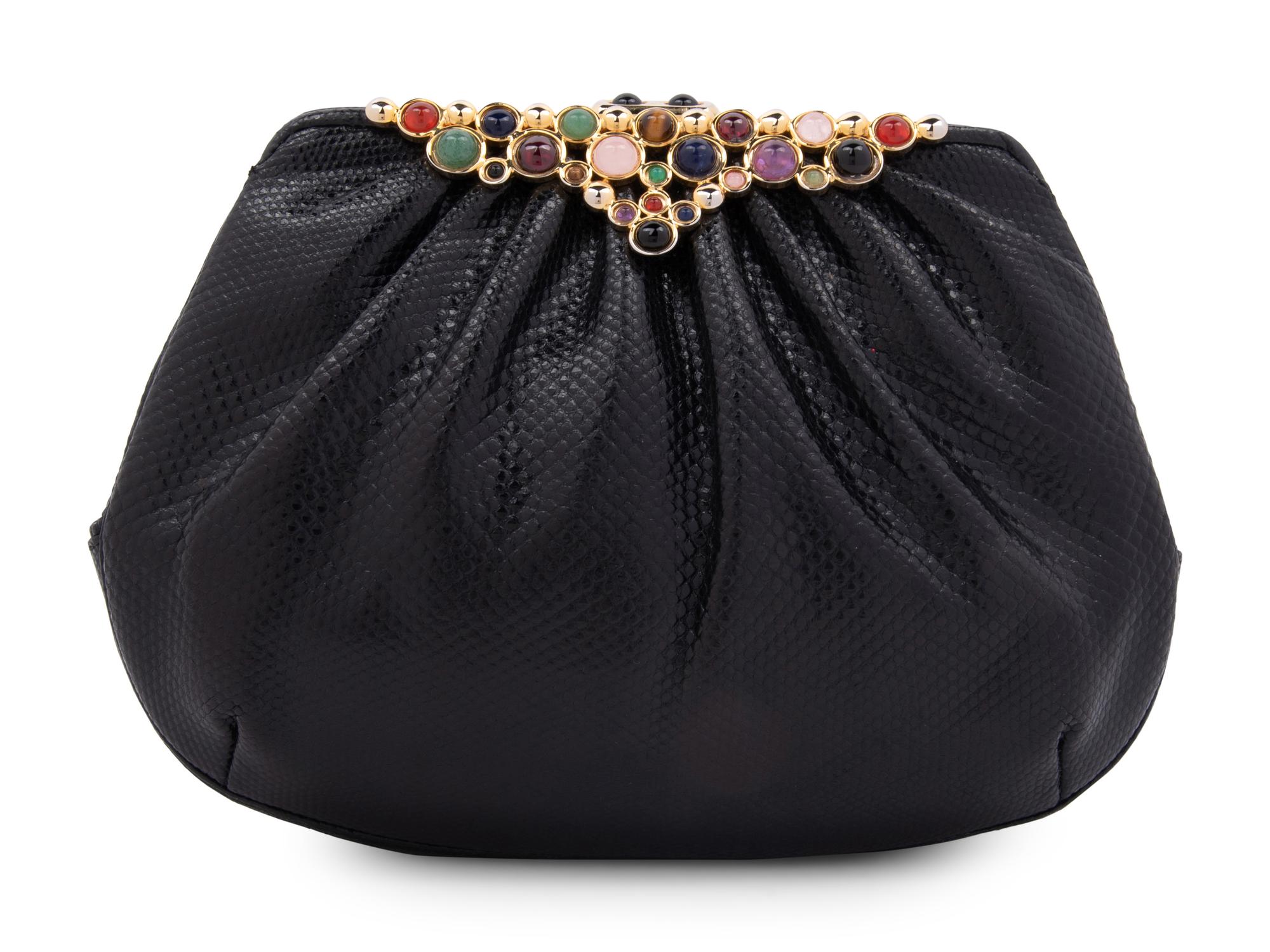 Four Judith Leiber Snakeskin Items: One Hand Bag and Three Belts