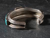 Navajo Silver and Blue Gem Turquoise Cuff Bracelet