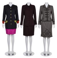 Three Designer Skirt Suits: One Gianni Versace, One Oscar de la Renta, and One Moschino, 1990s
