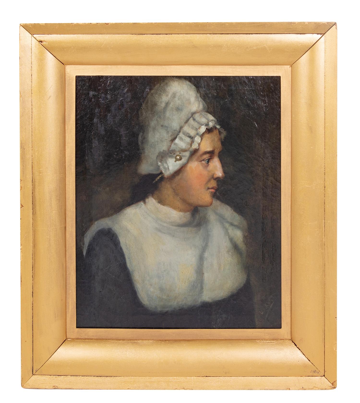 Louis Kurz (American 1834-1901) A Dutch Peasant Woman oil…