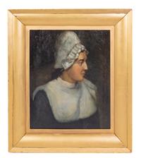 Louis Kurz (American 1834-1901) A Dutch Peasant Woman oil…