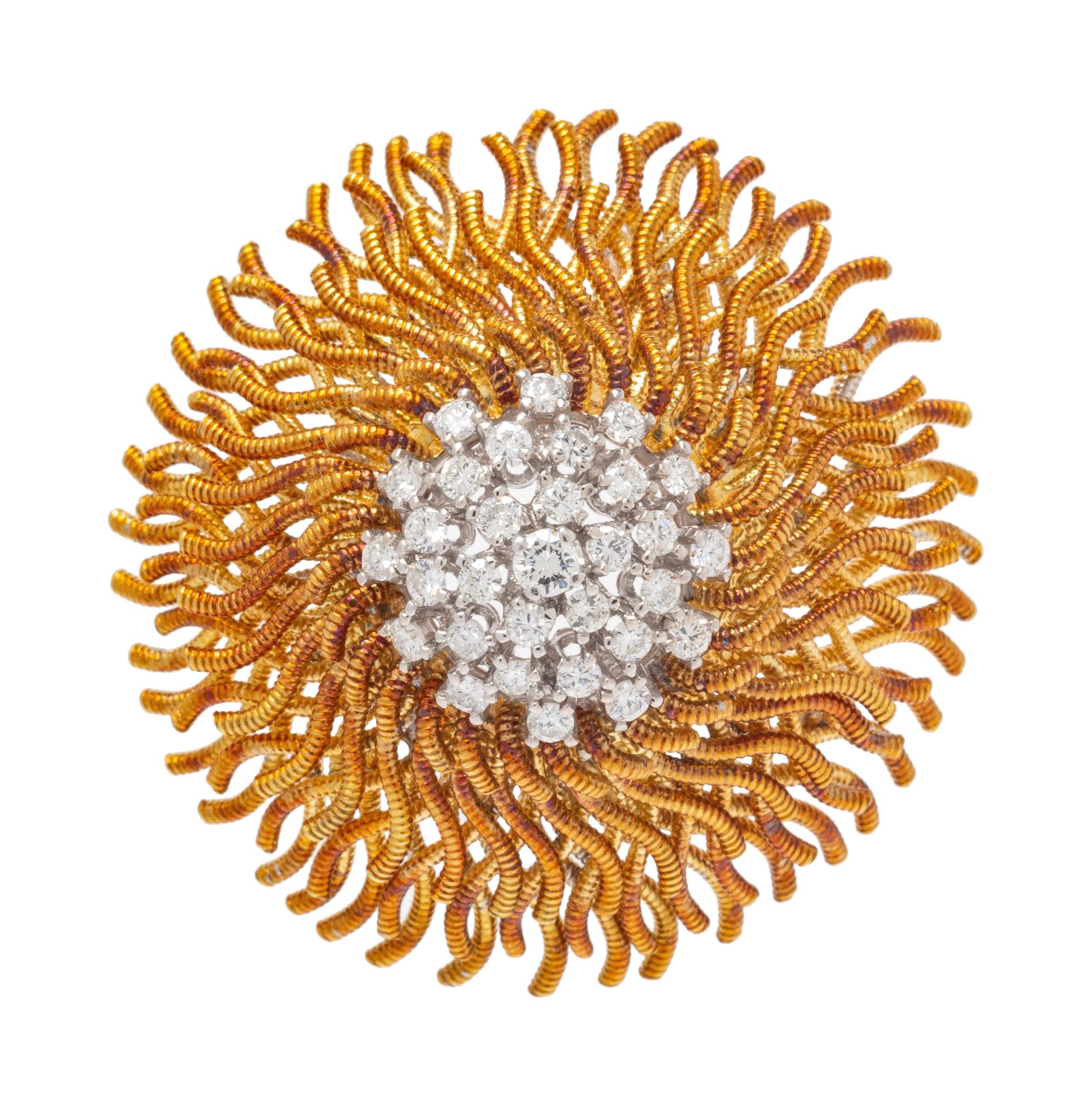 A Yellow Gold and Diamond Brooch,