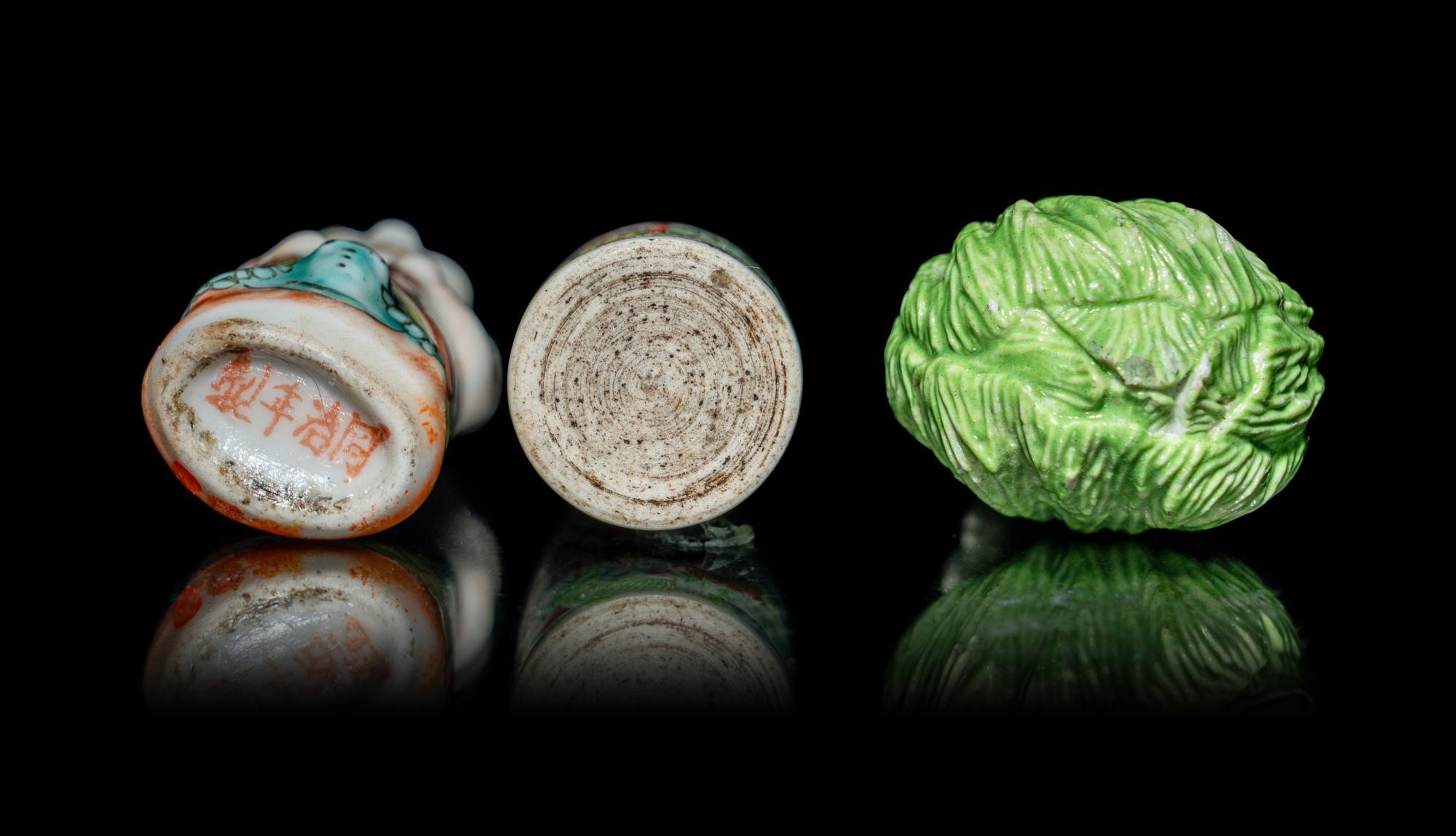 Three Chinese Famille Rose Porcelain Snuff Bottles