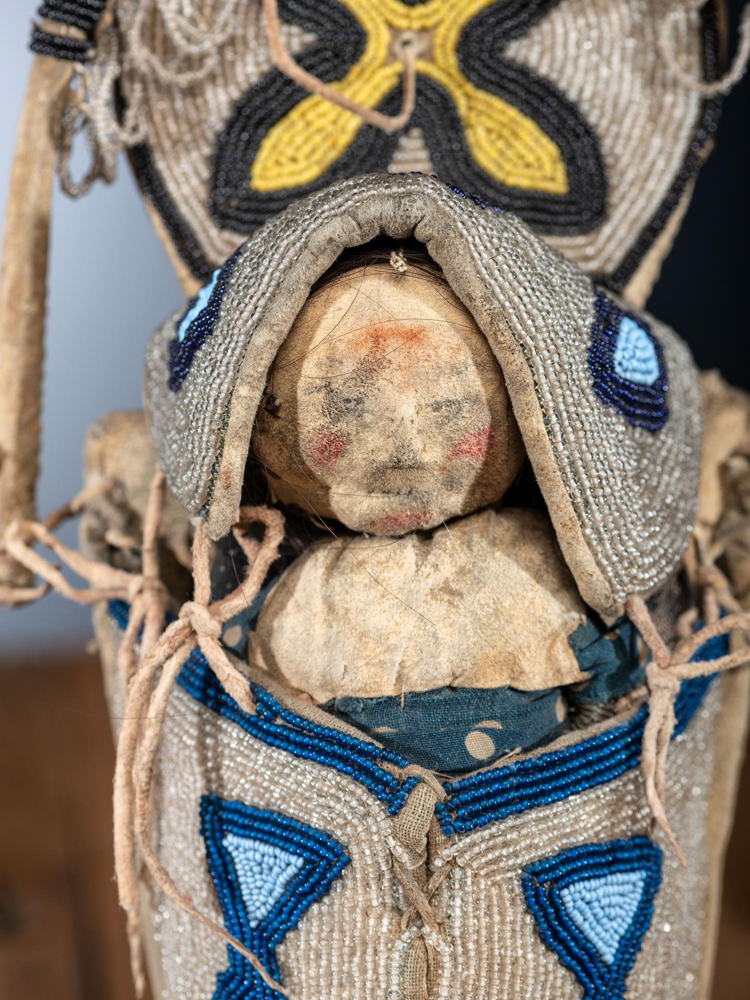 Umatilla Beaded Toy Cradle, with Doll