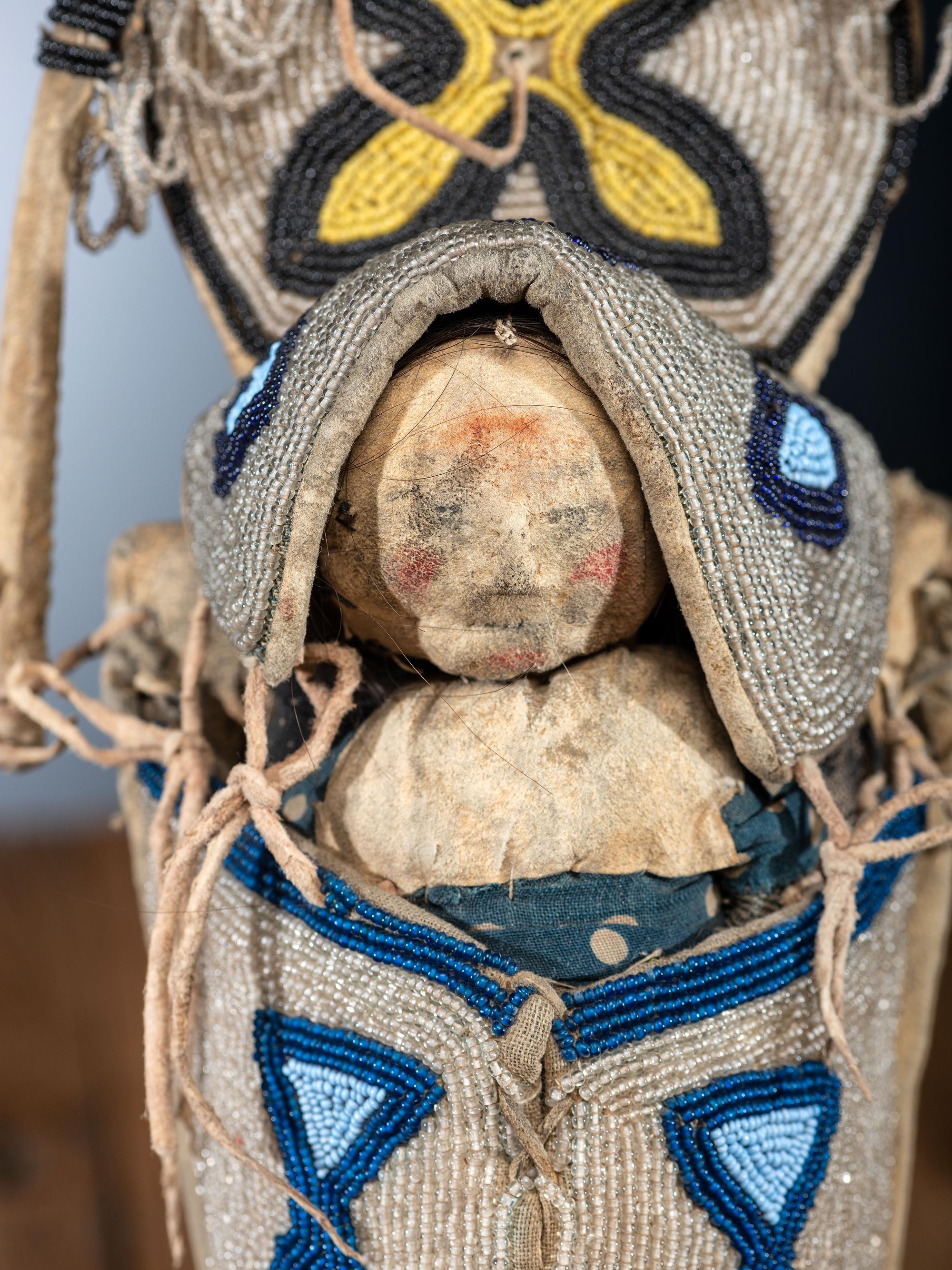Umatilla Beaded Toy Cradle, with Doll