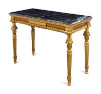 A Louis XVI Style Giltwood Marble-Top Console Table