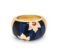 YELLOW GOLD AND GEMSTONE INLAY RING