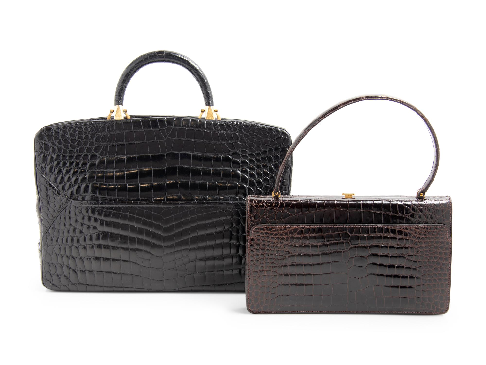 Three Vintage Alligator and Crocodile Accessories; Two Saks, One Rosenfeld, 1970-90s