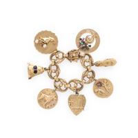 Yellow Gold and Multigem Charm Bracelet